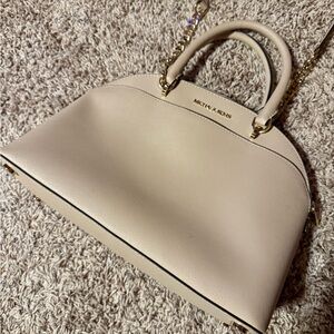 Michael Kors Beige Purse with Gold Accents
